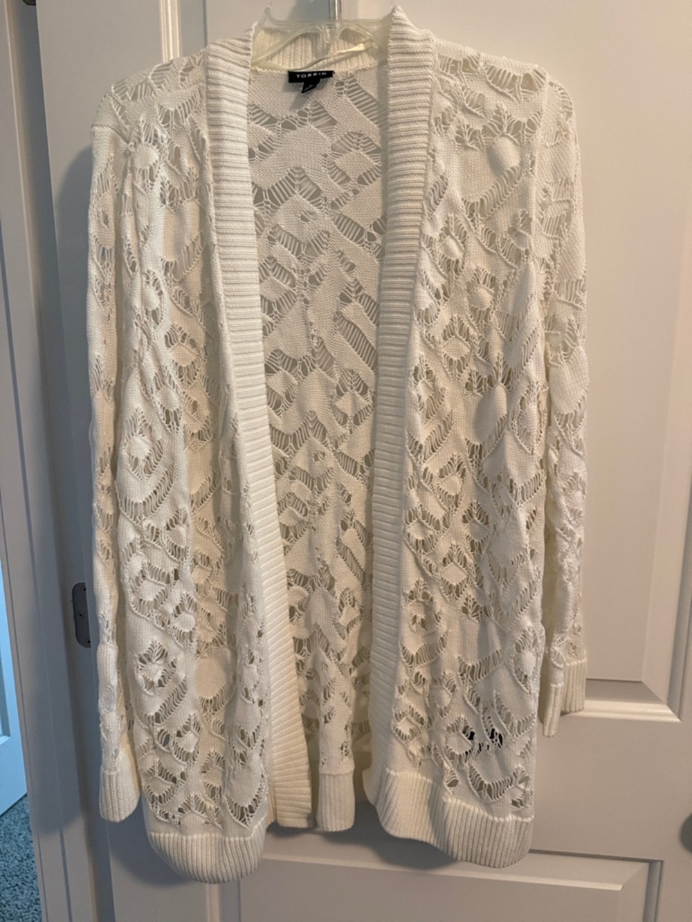 torrid Ivory Openwork Knit Cardigan